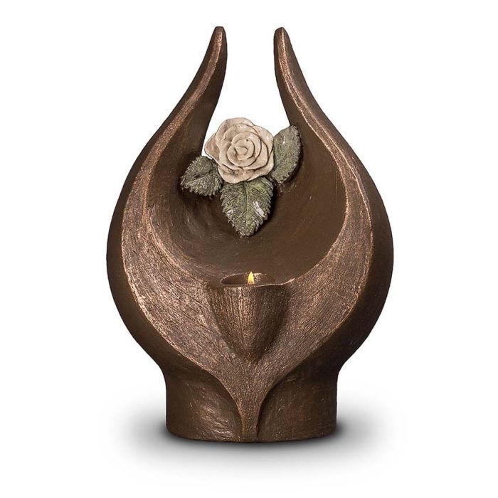 keramik art urne weisse rose