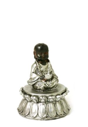 mini buddha urne sitzender kindermonch auf lotus asbox