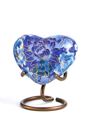 elite blumen blau cloisonne herz urne